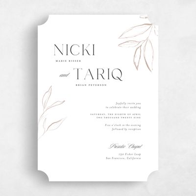 White Ticket Wedding Invitation - Finch Portrait