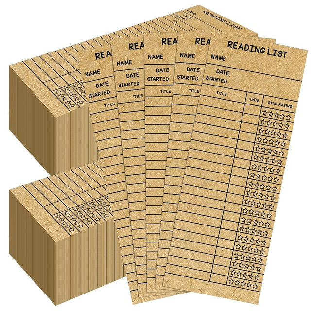 LOTMER 100 PCS Reading List Bookmark, 3 x 8 Inch Personal Libraries Cards, Reading Log Bookmark for Gifts and Literary Supplies for Reading Enthusiasts (Brown)