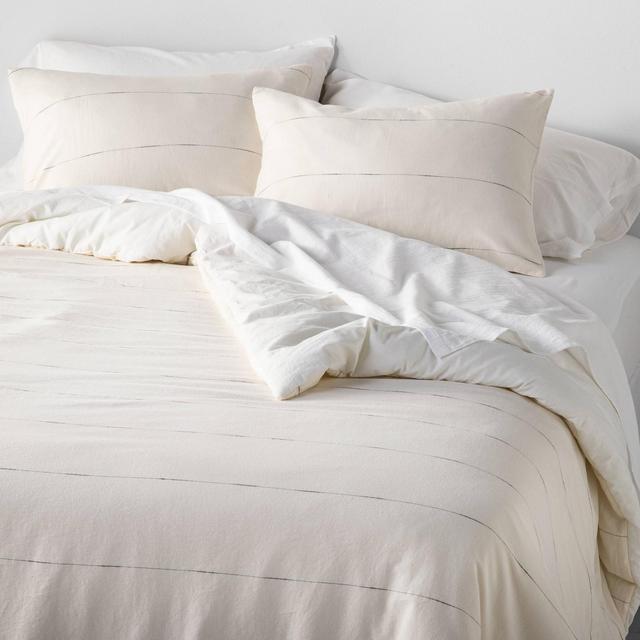 King Thin Stripe Duvet Set Sour Cream / Railroad Gray - Hearth & Hand™ with Magnolia
