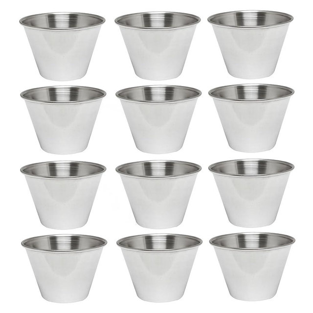 TrueCraftware- 4 oz Stainless Steel Condiment Sauce Cups Set of 12- Individual Round Condiments Cups Ramekins Dipping Sauce Cup Portion Dipping Sauce Kitchen Cups