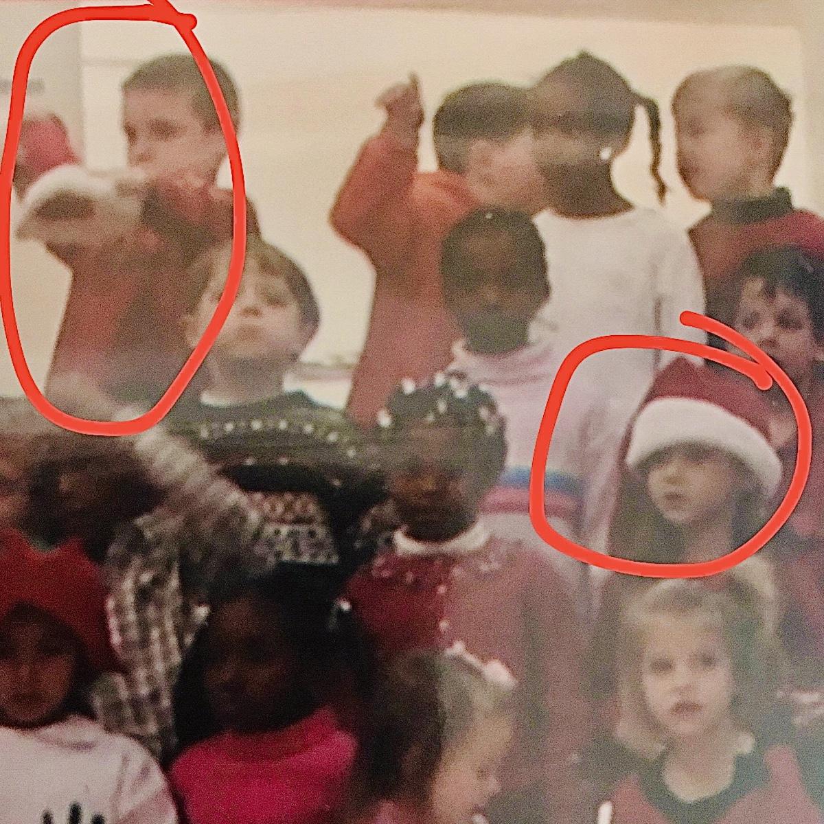 Pictures of Robin and Olivia in kindergarten