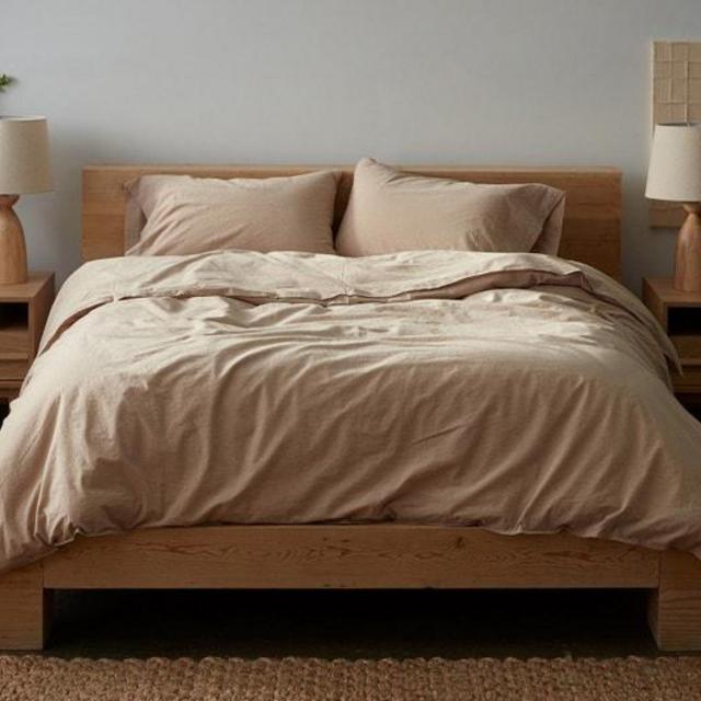 Organic Crinkled Percale™️ Duvet Cover, color: Ginger, size: Full/Queen