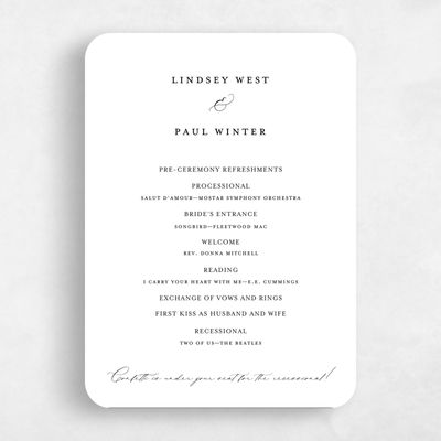Black Rounded Wedding Program - Richmond Letterpress