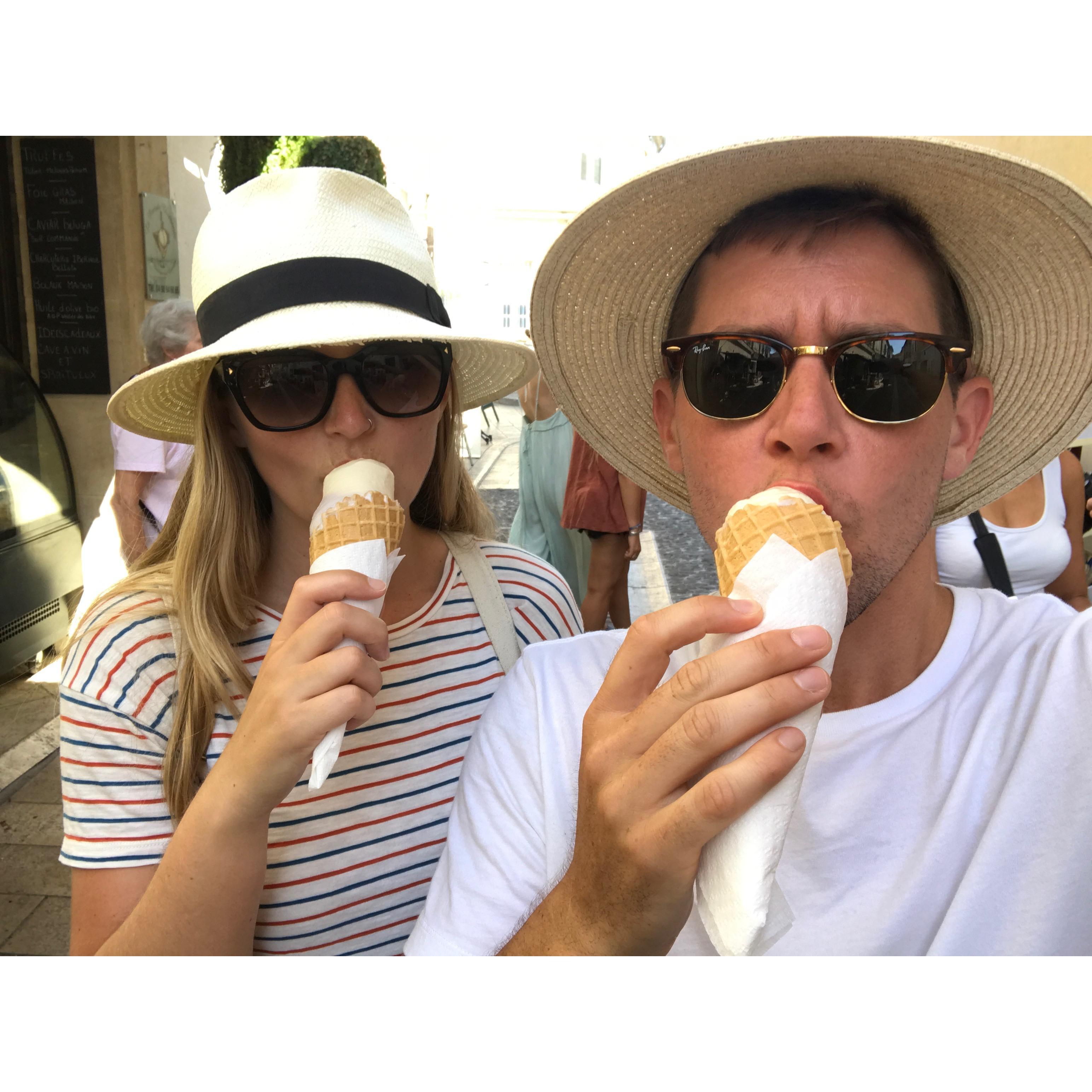 It's the Provençal way to wear hats and eat exorbitant amounts of ice cream. Well, maybe not the last thing, but definitely the hats are Provençal.