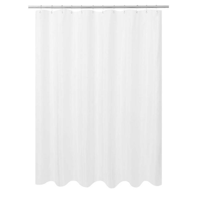 NY HOME Ultimate Waterproof Fabric Shower Curtain or Liner, Machine Washable Breathable TPU, Use for Bath Tub/Stall, White, 72x72 (Standard Size)