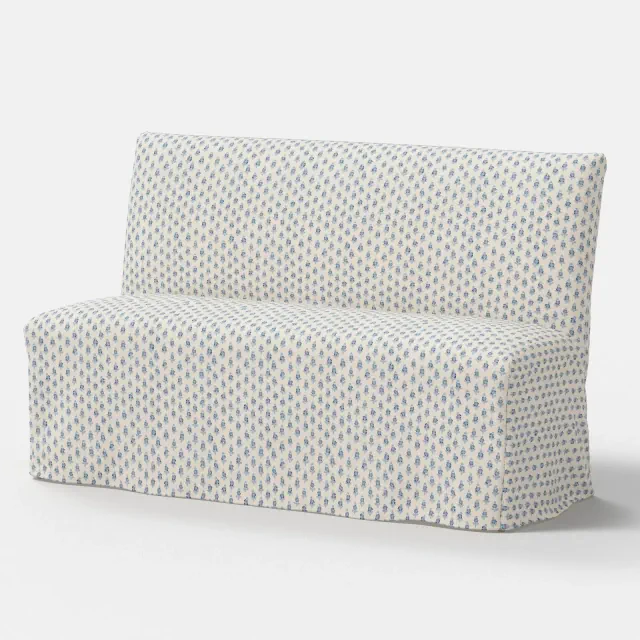 57" Jean Slipcovered Dining Banquette Bagru Block Blue - Threshold™