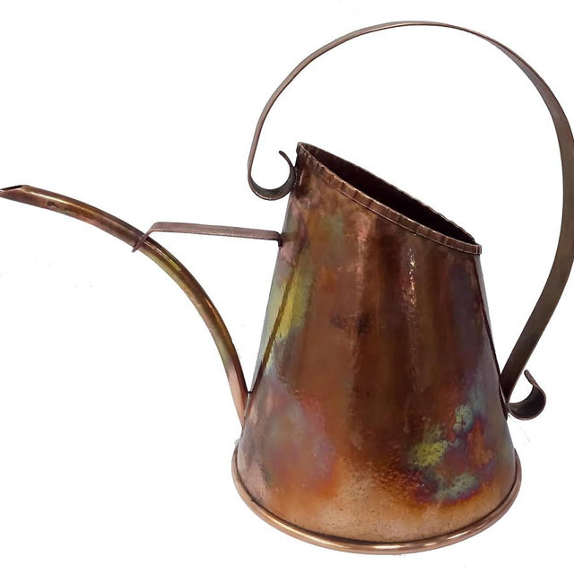 Vintage Style Pure Copper Watering Can - Textured Vintage Patina Finish