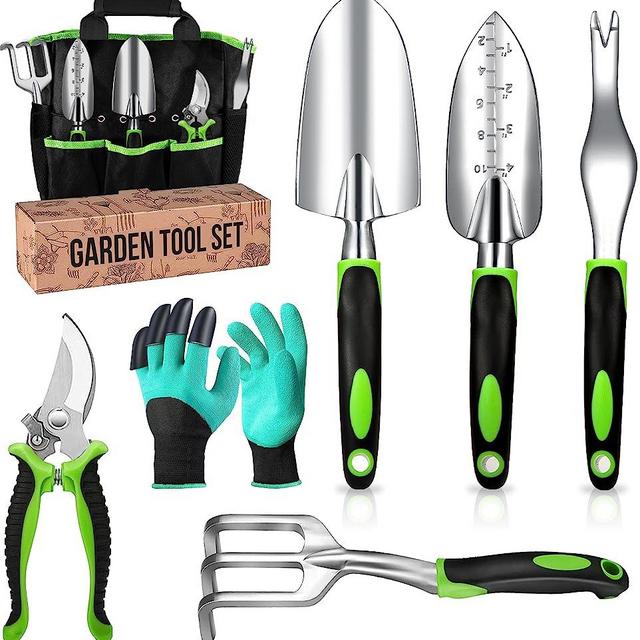 Heavy Duty Garden Tool Set - Gardening Tools Set with Bag and Non-Slip Rubber Grip - Garden Hand Tools Kit | Planting Tools Rust-Proof Gardening Kit Gifts for Women and Men