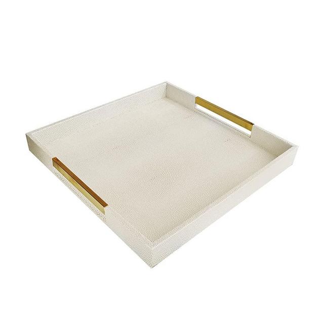 American Atelier Champagne Square Tray with Gold Handles