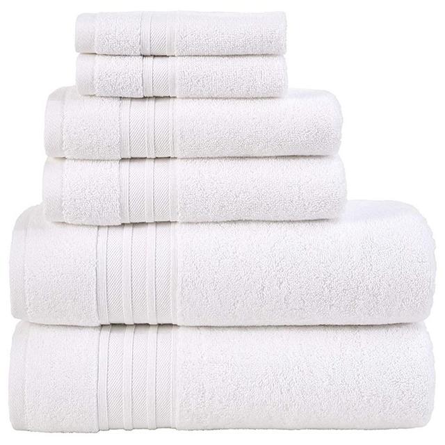 Hammam Linen White Bath Linen Set 6-Piece Original Turkish Cotton Soft, Absorbent and Premium Towel for Bathroom and Kitchen 2 Bath Towels, 2 Hand Towels, 2 Washcloths