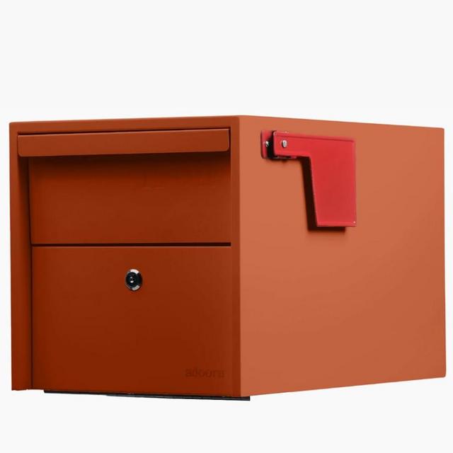 Post Mount Mailbox | Small (Red), Size 12 x 12 x 18.5 (HxWxD) Anti-Theft Locking Mailbox with 2 Keys, Modern Mailbox with Flag, Weatherproof Mailboxes for Outside