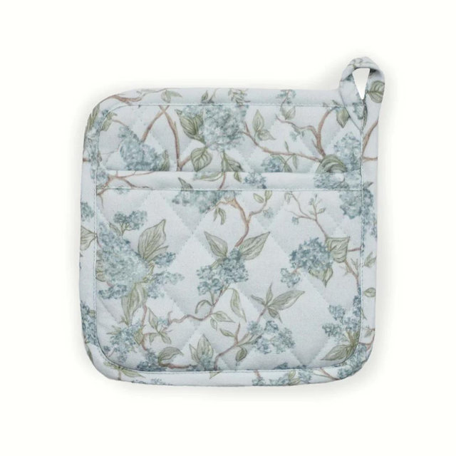 Hyacinth Blue Floral Quilted Pot Holder Set