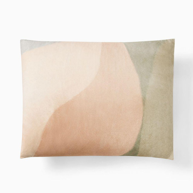 Transparent Shapes Printed Duvet , King Sham, Celadon