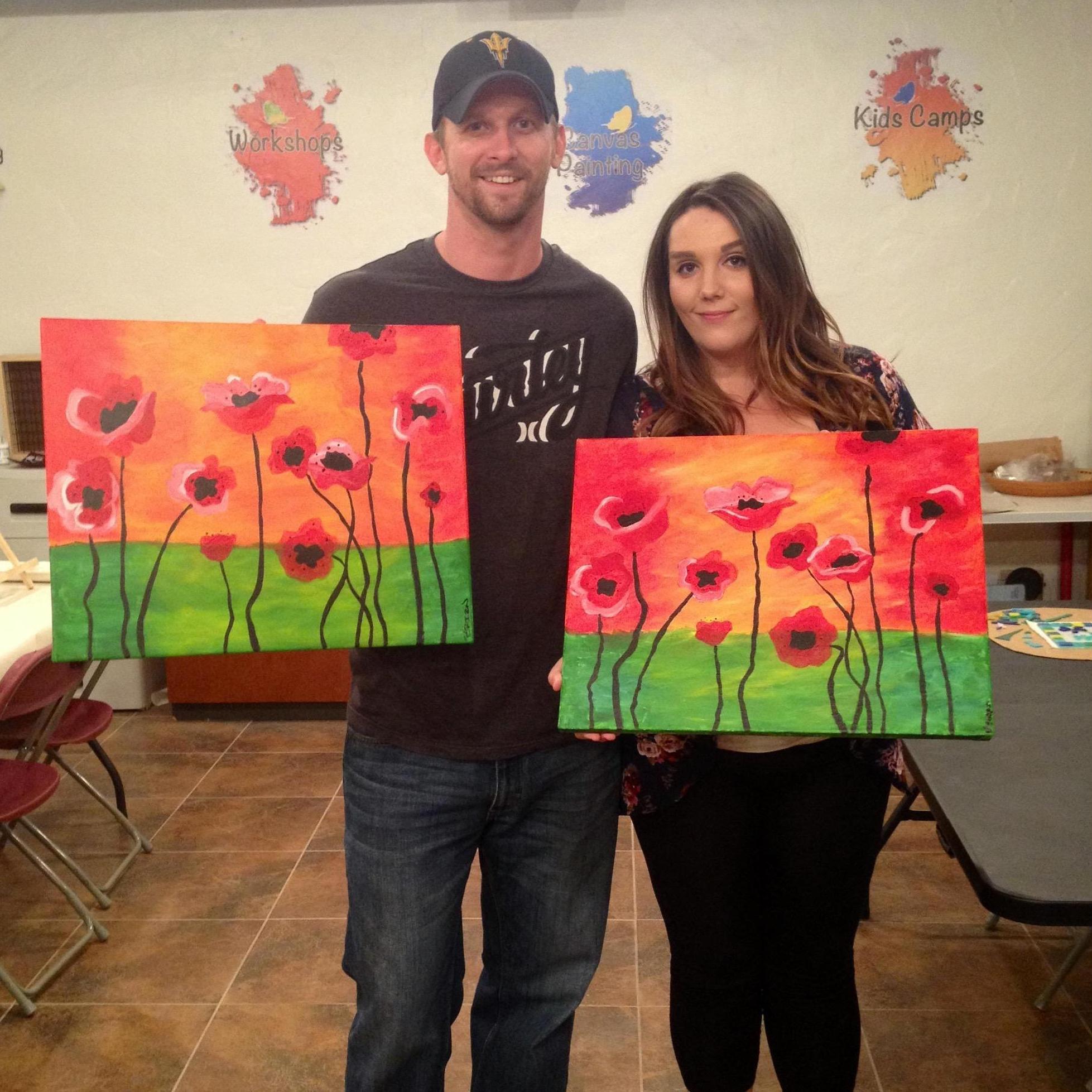 Paint and Sip class. Brian is definitely more patient when it comes to painting!