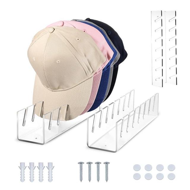 TIDY SAVANT Hat Organizer for Baseball Caps, 2 Pcs Acrylic Hat Rack, Hat Holder for 14 Cowboy Caps, hat storage for Bedroom, Closet, Dresser and Wall - Gift | Storage and Organization | Home Decor