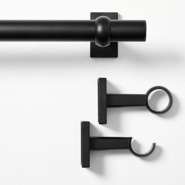 Contract Grade Matte Black Curtain Rod, Large, 1.25" diam.