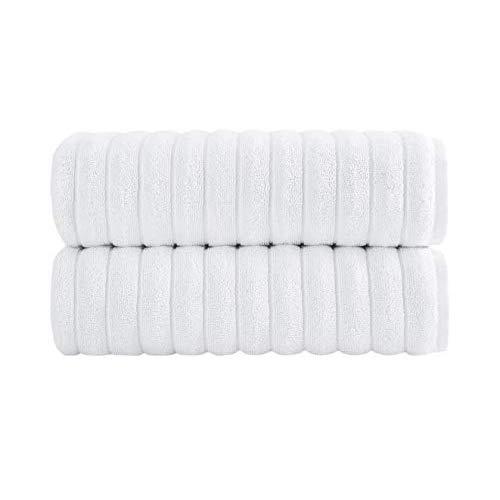 Classic Turkish Towels Luxury Bath Towel Set - Soft and Thick Oversized Ribbed Bathroom Towels Made with 100% Turkish Cotton (White, 27x54 Bath Towels)
