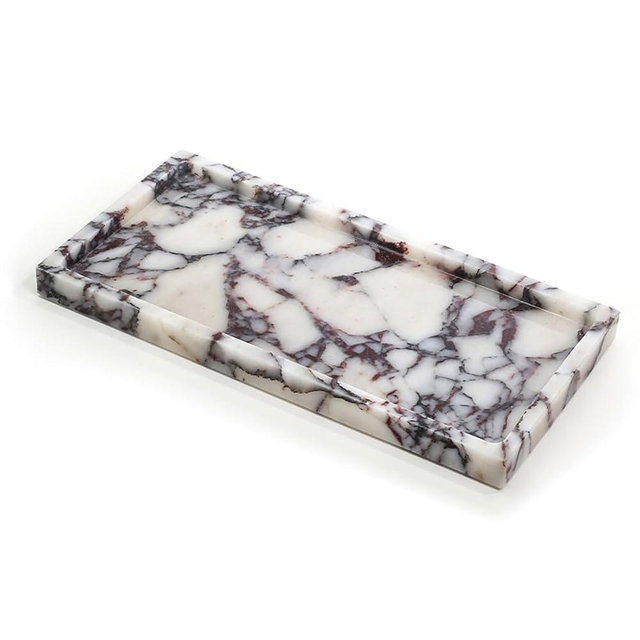 FutureStone 100% Natural Luxury Calaccata Viola Marble Small Hand Towel Tray Holder Organizer, Makeup Bathroom Holder