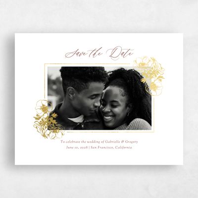 White Wedding Save the Date - Anemone Photo Foil
