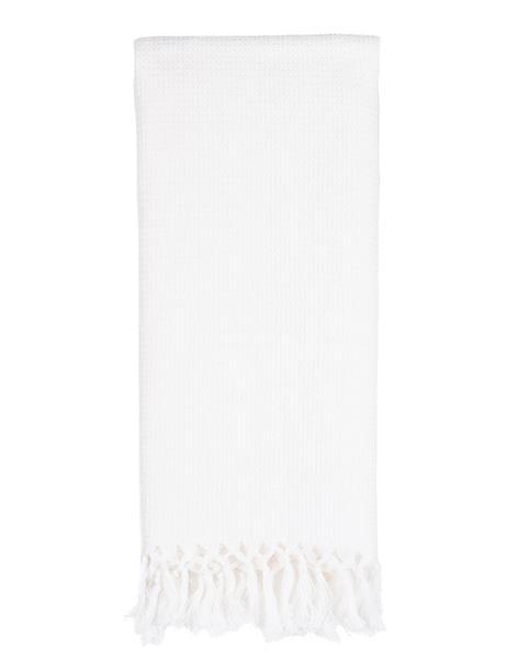 Waffle Weave Fringe Towel - White