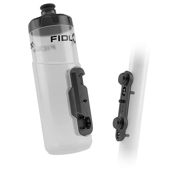 Fidlock TWIST Bottle 600 Set- Bike Water Bottle Holder with Attached Bottle - Cage Free Magnetic Mount - Clear