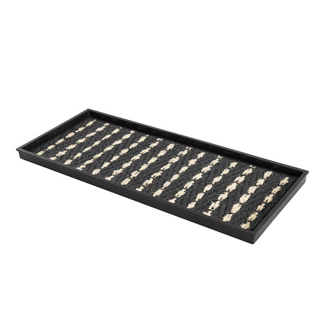 Anji Mountain AMB0BT3F-008 Black Rubber Boot/Shoe Tray with Coir, Fits 3 Pair (34.5" Wide), Gray & Ivory Insert