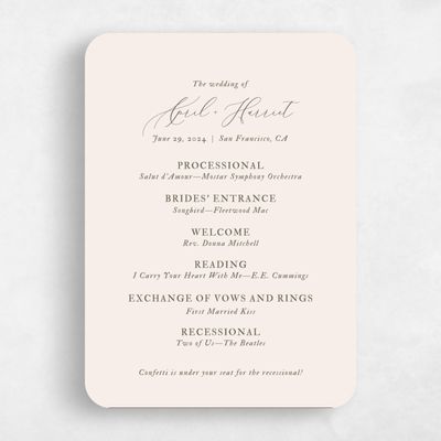 Beige Rounded Wedding Program - Keole