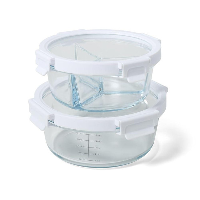 Sur La Table Round Glass Storage Containers, 4-Piece Set, Clear