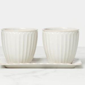 French Perle Scallop 3-Piece Herb Pot Set