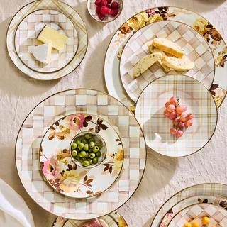 Mocha Check Enamel Salad Plate