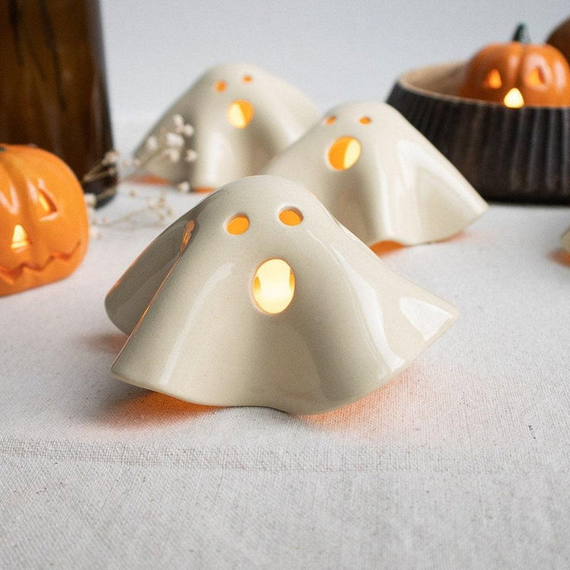 Handmade Ceramic Ghost Tea Light Holder