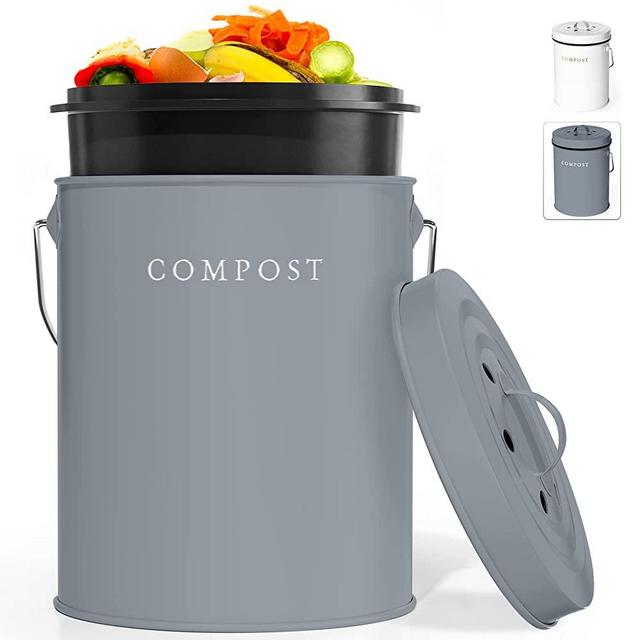 FINESSY White Compost Bin Kitchen Compost Bin Countertop, Compost Bucket  Food Waste Bin for Kitchen, Composting Bin Counter Compost Bin with Lid