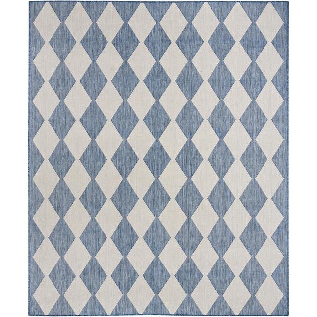 Nourison Positano 8' x 10' Navy Blue Diamond Modern Flatweave Indoor/Outdoor Rug