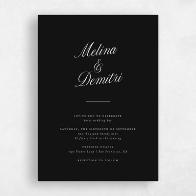 Black Wedding Invitation - Mabel Classic