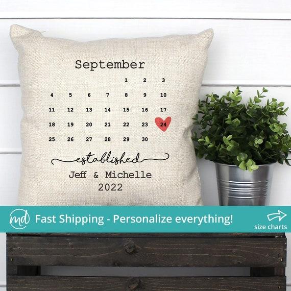 Wedding Date Pillow With Wedding Date, Wedding Anniversary Pillow, Personalized Wedding Pillow Cover, Wedding Gifts For Couple