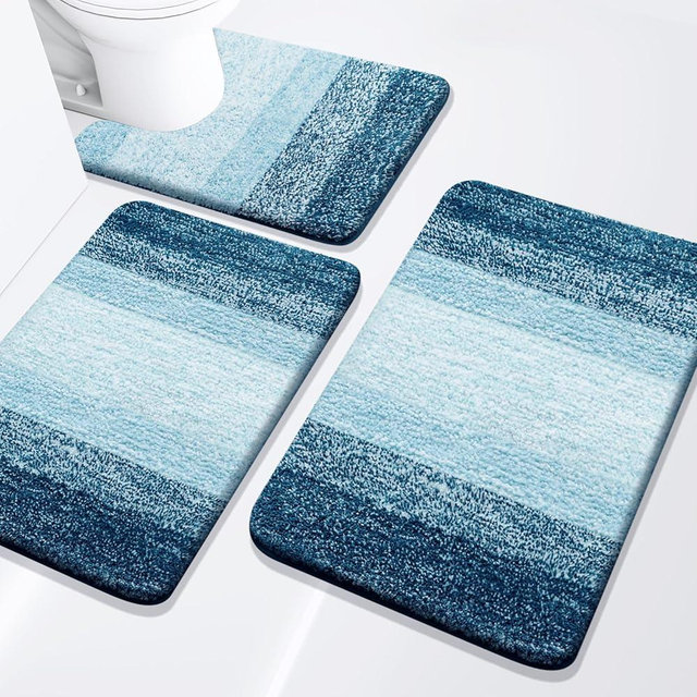 Arotive Bathroom Rugs Set 3 Piece, Extra Soft and Absorbent Bath Rugs, Machine Wash Dry Bath Mats for Bathroom, Toilet, Tub and Shower, 24x16, 30x20 and U-Shaped 24x20, Peacock Blue