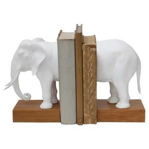 Resin Elephant Bookends Set of 2 - White (13-1/4"L)