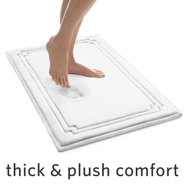 Better Homes & Garden Thick & Plush Charcoal Infused Memory Foam Bath Rug, 21x34, Artic White