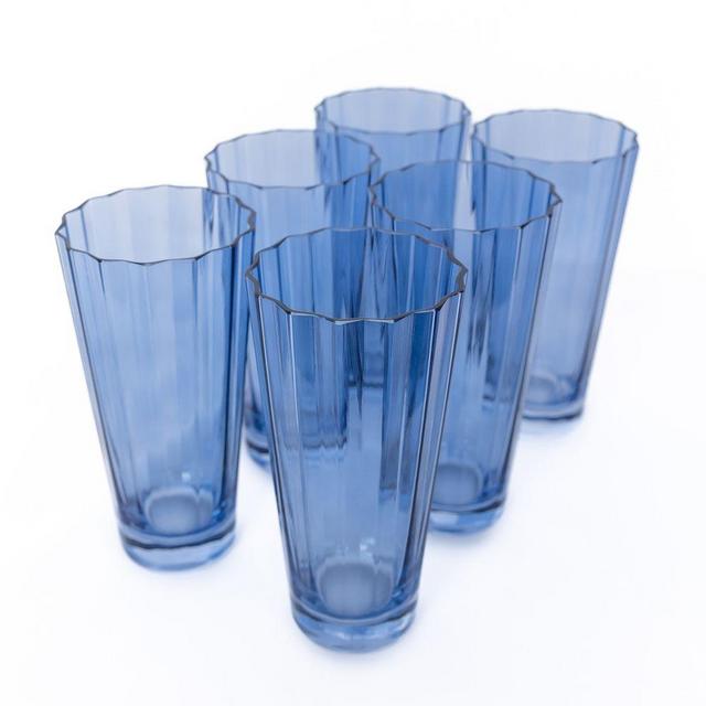 Estelle Colored Sunday High Balls, Cobalt Blue, Set of 6