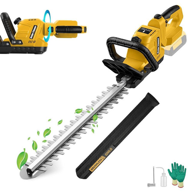 Electric Hedge Trimmer Cordless Compatible with DEWALT 20V MAX Battery, 20-Inch Cordless Hedge Trimmer, Brushless Bush Trimmer, 2/3'' Cutting Capacity, Lightweight & Rotatable Handle(No Battery)