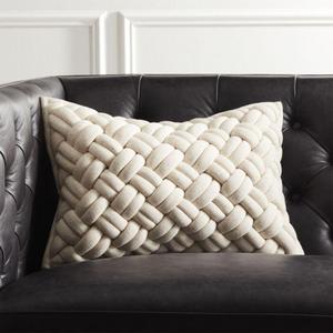 18"x12" Jersey Ivory InterKnit Pillow with Down-Alternative Insert