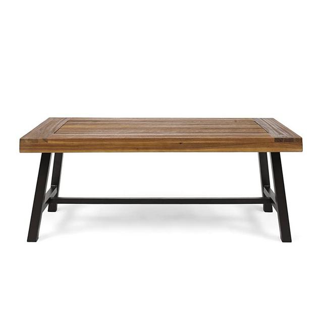 Christopher Knight Home 304571 Carlisle Outdoor Acacia Wood Coffee Table, Sandblast Finish/Rustic Metal