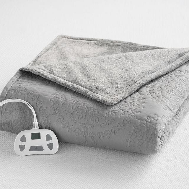 Medallion Heated Blanket, Queen, Gray