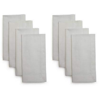 White Herringbone Napkins, Set of Eight