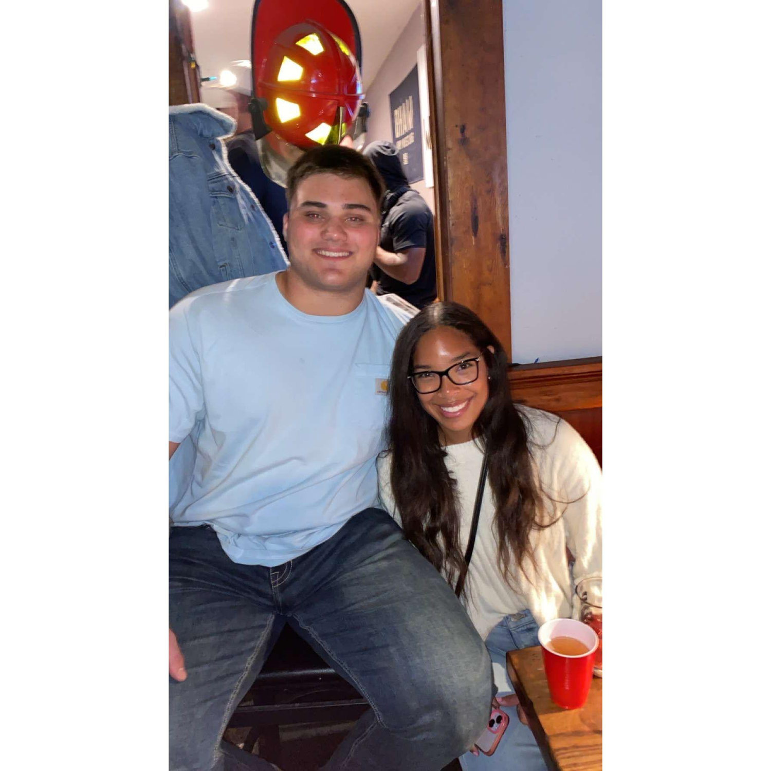 Fall 2024 — Olivia’s first time at Benny’s, celebrating after cheering Bill on in his game against Air Force. A special night made even sweeter with a Black Knights win!
