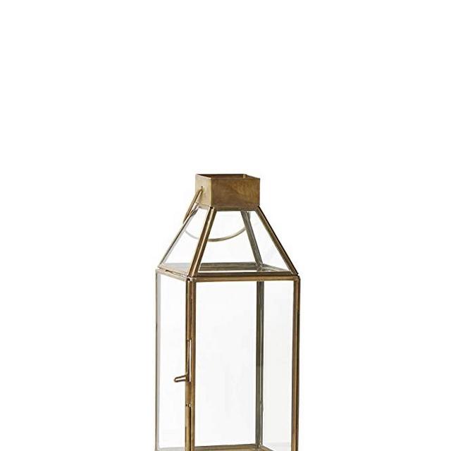 Serene Spaces Living Small Size Square Gold Lantern, Measures 10 inches Tall, Sold Individually