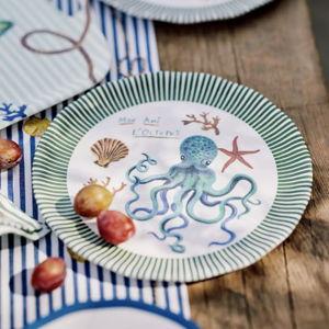 Nathalie Lete By the Sea Melamine Dinner Plate (Green Seaweed)