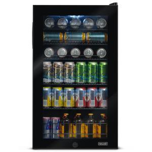 19 in. 126 (12 oz) Can Freestanding Beverage Cooler Fridge Chills Down to 34° with Adjustable Shelves - Modern Black