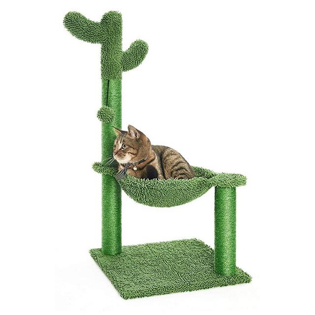 Catinsider 31" Cactus Cat Tree with Hammock and Full Wrapped Sisal Scratching Post for Small Cats Only Medium