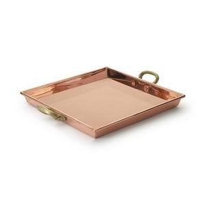 Copper Square Tray with Brass Handles